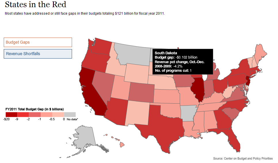 US State Budget Gaps August 2010